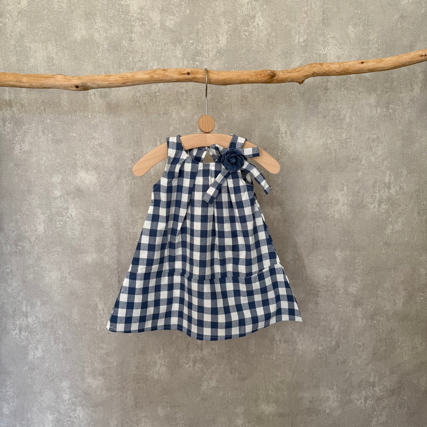 Blauw en witte plaid jurk
