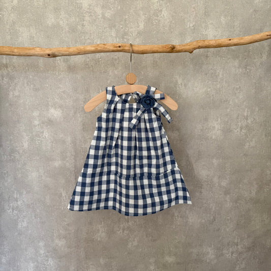 Blauw en witte plaid jurk
