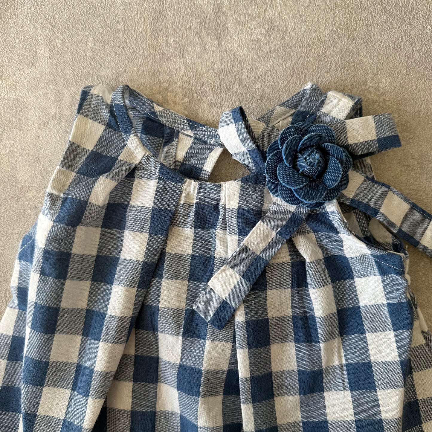 Blauw en witte plaid jurk