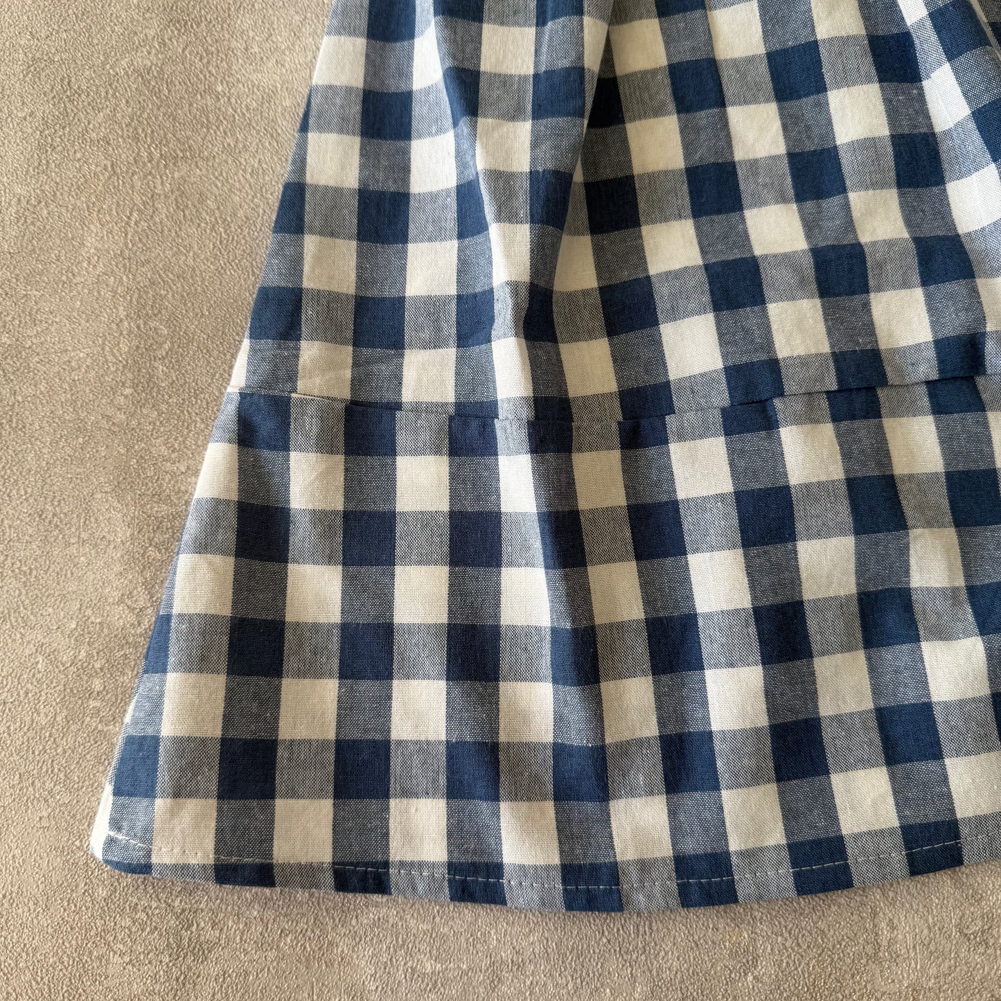 Blauw en witte plaid jurk