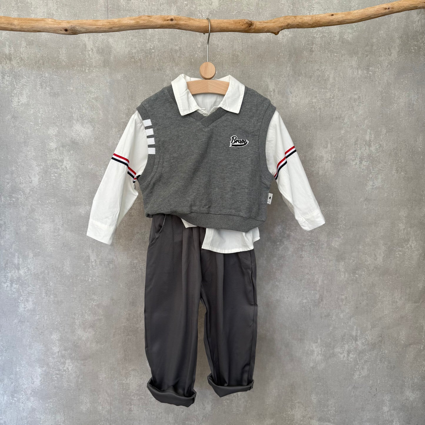 Preppy set met broek, shirt en vest