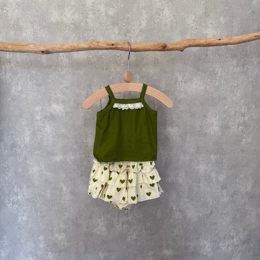 Setje met groene hartjes